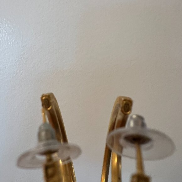 Chanel Baguette Crystal CC Drop Hoop Earrings Gold - Picture 3 of 9